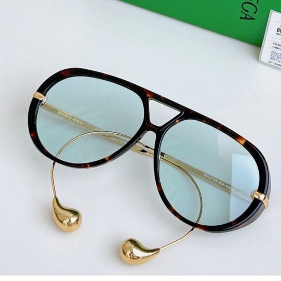 New unique Bottega Veneta Unisex Women Sunglasses Havana Frame Blue Lens - Picture 5 of 5